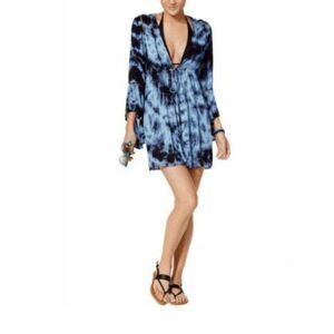 Raviya Tie Dye Cover Up Size S Blue Navy V-neck